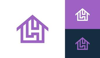 Letter LH house roof logo design vector