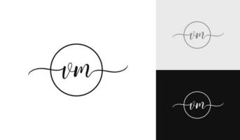Letter VM handwriting signature logo design vector