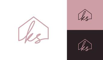 Letter KS with house logo design vector