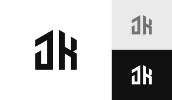 Letter JK initial with house shape logo design vector