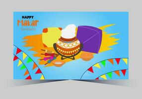 vector indian makar sankranti festival and web banner template