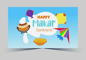 vector indio makar sankranti festival y web bandera modelo