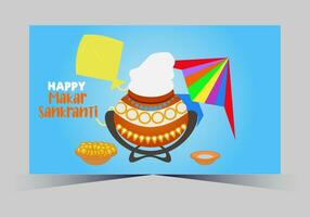 vector indian makar sankranti festival and web banner template