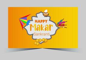 vector indio makar sankranti festival y web bandera modelo