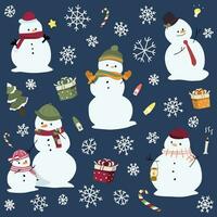 Snowman Christmas Blue Pattern Vector