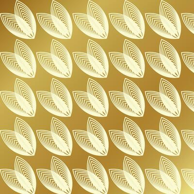white leaf outline design on golden background