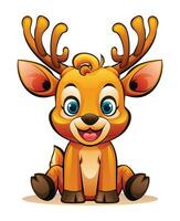 Cute cartoon deer sitting. Vector character illustration