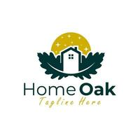 oak leaf house illustration logo vector