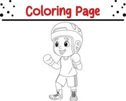 boy training boxing  coloring book page vector