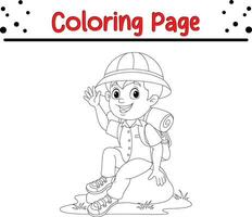 cute boy scout coloring page for kids vector