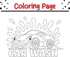 smiling car washing coloring page vector