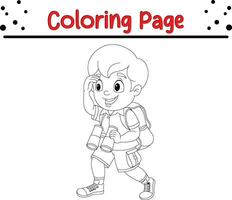 cute boy scout coloring page for kids vector