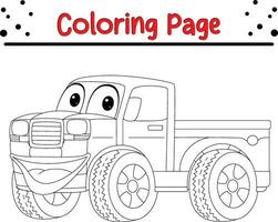 funny car pickup mascot coloring page vector