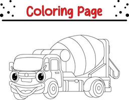 hormigón mezclador camión mascota colorante página vector