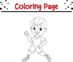 Cute boy playing baseball coloring book page vector