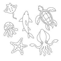 Design Animal Ocean Outline Coloring Page vector