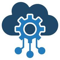 nube integración servicios icono línea vector ilustración