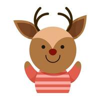 Cute flat Christmas deer in a sweater vector
