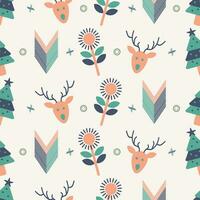 Christmas background seamless patterns with Scandinavian style. Nordic seamless pattern. Vector illustration.