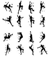 Collection of illustrations of silhouettes of climbing wall vector