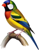 AI generated A colorful painting of Gouldian Finch bird. AI-generated. png