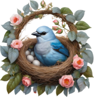 AI generated A Colorful painting of Blue-gray Tanager bird. AI-generated. png