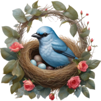 AI generated A Colorful painting of Blue-gray Tanager bird. AI-generated. png