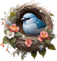 AI generated A Colorful painting of Blue-gray Tanager bird. AI-generated. png