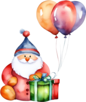 ai gegenereerd waterverf schilderij van Kerstmis cadeaus en ballonnen. ai-gegenereerd. png