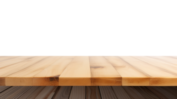 ai gegenereerd honing esdoorn- houten tafel met ochtend- licht - ideaal voor Product plaatsing, hoge kwaliteit hout textuur, transparant achtergrond, perfect voor mockups png