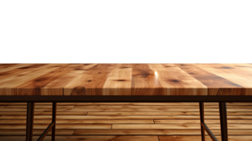 ai gegenereerd honing esdoorn- houten tafel met ochtend- licht - ideaal voor Product plaatsing, hoge kwaliteit hout textuur, transparant achtergrond, perfect voor mockups png