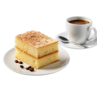 AI generated A piece of sponge cake with cup of coffee transparent background png