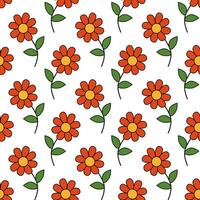 Seamless pattern with red flowers. Spring and summer floral background. Design for wallpaper, wrapping paper, background, fabric. Vector flat illustration.