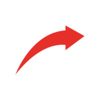 red arrow icon on white background. flat style. arrow icon for your web site design, logo, app, UI. arrow indicated the direction symbol. curved arrow sign. png