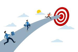 Concept of business goals, walking towards success. team of businessmen running towards achieving business goals or targets, career growth or advancement, challenges to achieve success. vector