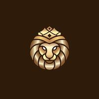 Royal Lion crown logo template. Elegant gold Leo crest symbol. Premium king brand identity icon. Luxury company sign. Vector illustration.