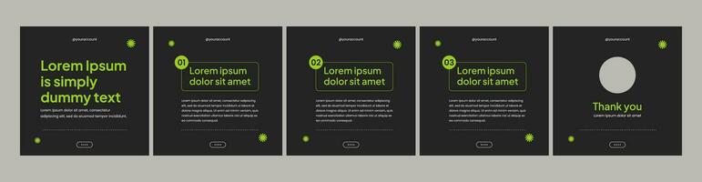 modern carousel slide templates for social media posts. dark theme social media template vector