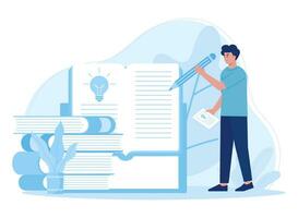 man is writing in a book concept flat illustration vector