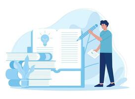 man is writing in a book concept flat illustration vector