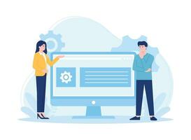 programming software problems on computers concept flat illustration vector