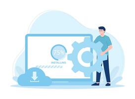 install cloud database for data security concept flat illustration vector