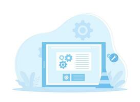 tablet problem analysis concept flat illustration vector