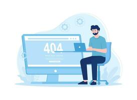 internet repair service 404 error page error or internet problem not found on the network concept flat illustration vector