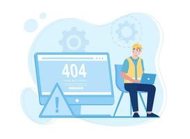 internet repair service 404 error page error or internet problem not found on the network concept flat illustration vector