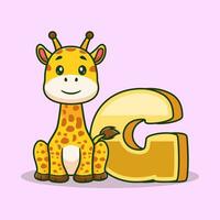 Alphabet letter g for giraffe cartoon vector icon illustration