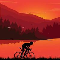 biker and mountain sport vector