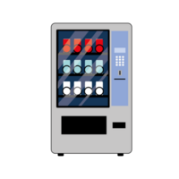 Vending machine with snacks and drinks, flat style png