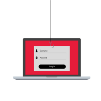 Flat design concept for Internet crime phising enter an account on a laptop, fishing hook png