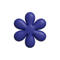 Dark blue 3d pastel flower in trendy plastic style. png