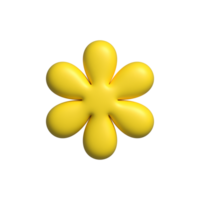 Yellow 3d pastel flower in trendy plastic style. png